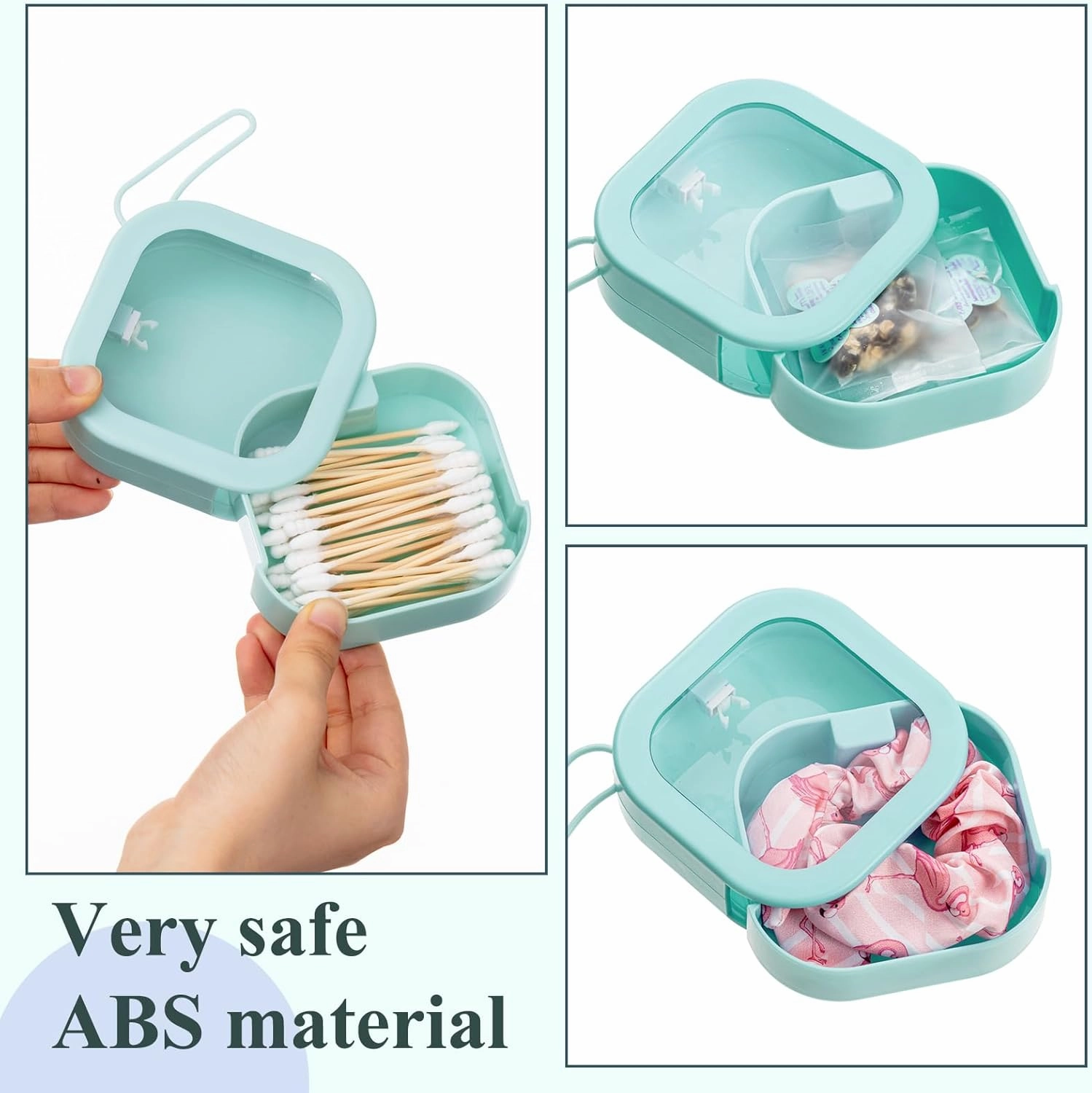 Kathfly 6 Pcs Hair Tie Container Dispenser Organizer Hair Tie Holder Travel Portable Bobby Pin Holder Cotton Swabs Dispenser Women Bathroom Storage Accessory(Green)