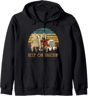 Keep On Trucking Cute Rock Music 70s Throwback Vintage Style Zip Hoodie