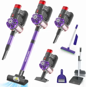 Kids Vacuum That Really Works, Pretend Play Cleaning Toy for Toddler, 3-in-1 Cordless Vacuum Interactive Toy for Children Age 3 4 5 6, Housekeeping Gift for Boys Girls Birthday