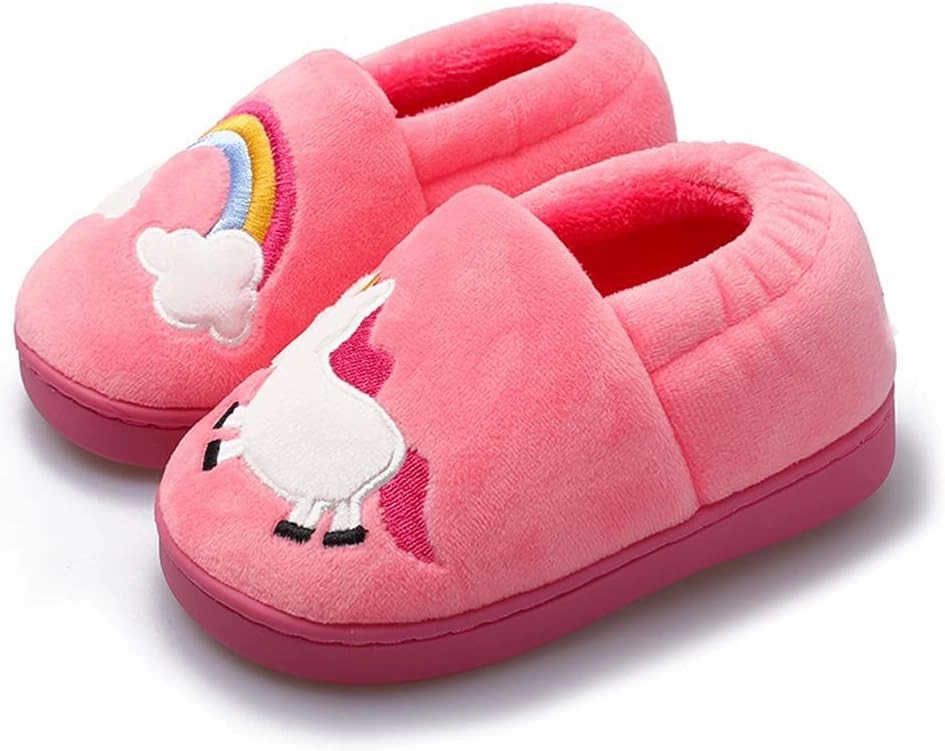 Kids Boys Girls Warm Slippers Kids Non-Slip Winter Indoor Household Shoes
