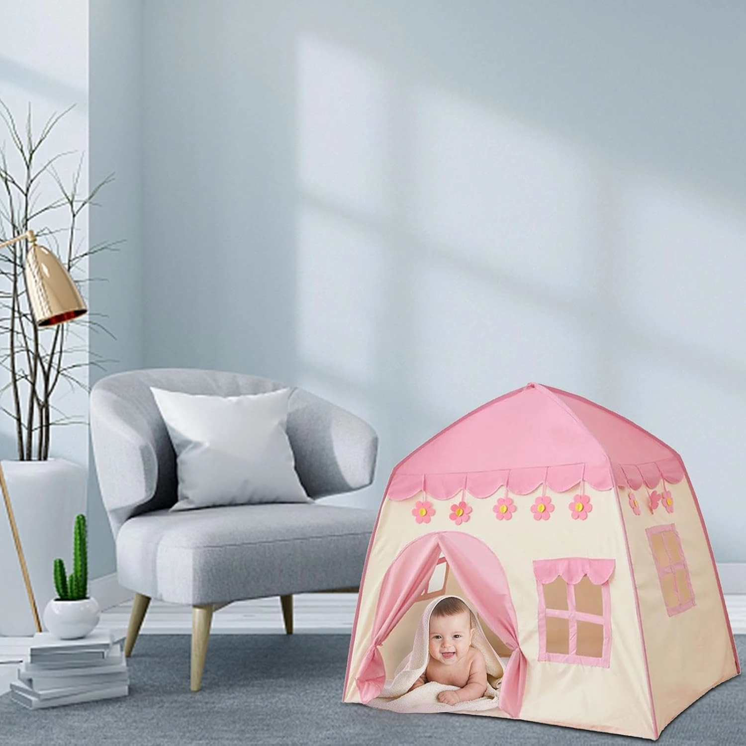 Kids Play Tent Indoor Pretend Toy Castle Tents for Baby | Portable Princess Playhouse Outdoor Indoor Picnic Games | 51x39x51in Large Space | Great for Girls - Pink, 130x100x130cm