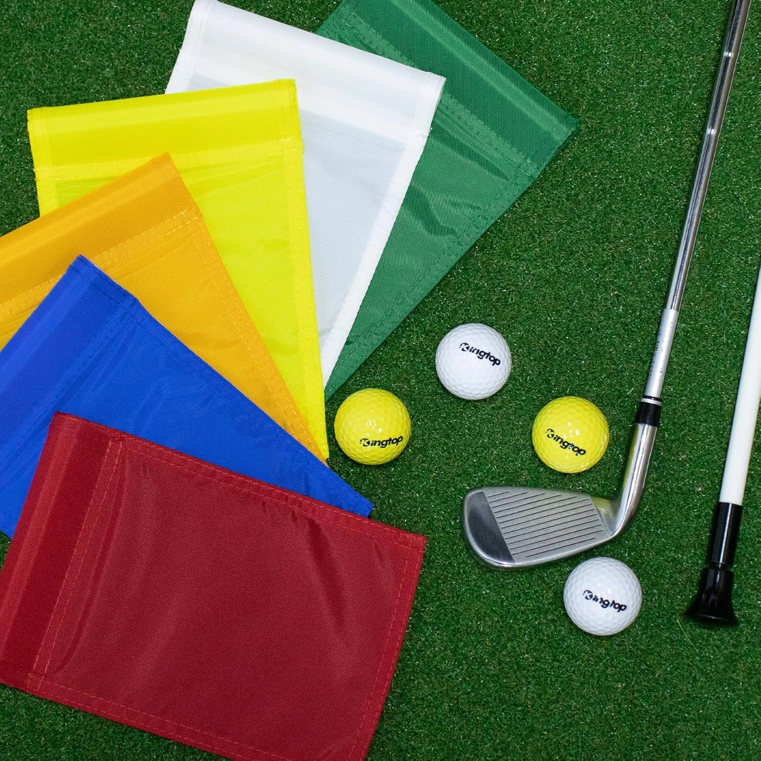 KINGTOP Solid Golf Flag All 8x6 Inch - 420D Nylon, Tube Inserted - Mini Putting Green Flags for Backyard Practice