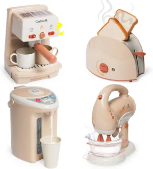 Kitchen Appliances Toy for Kids Kitchen Pretend Play Toy Play Kitchen Set with Coffee Maker Blender Espresso Machine Water Dispenser Toaster Mixer Realistic Sounds for Boys Girls 3 
