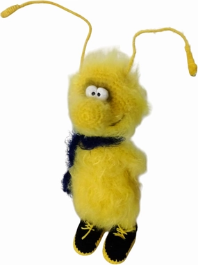 Knitted Cockroach Plush Toy, 12 Inch, Yellow Fuzzy with Black Boots