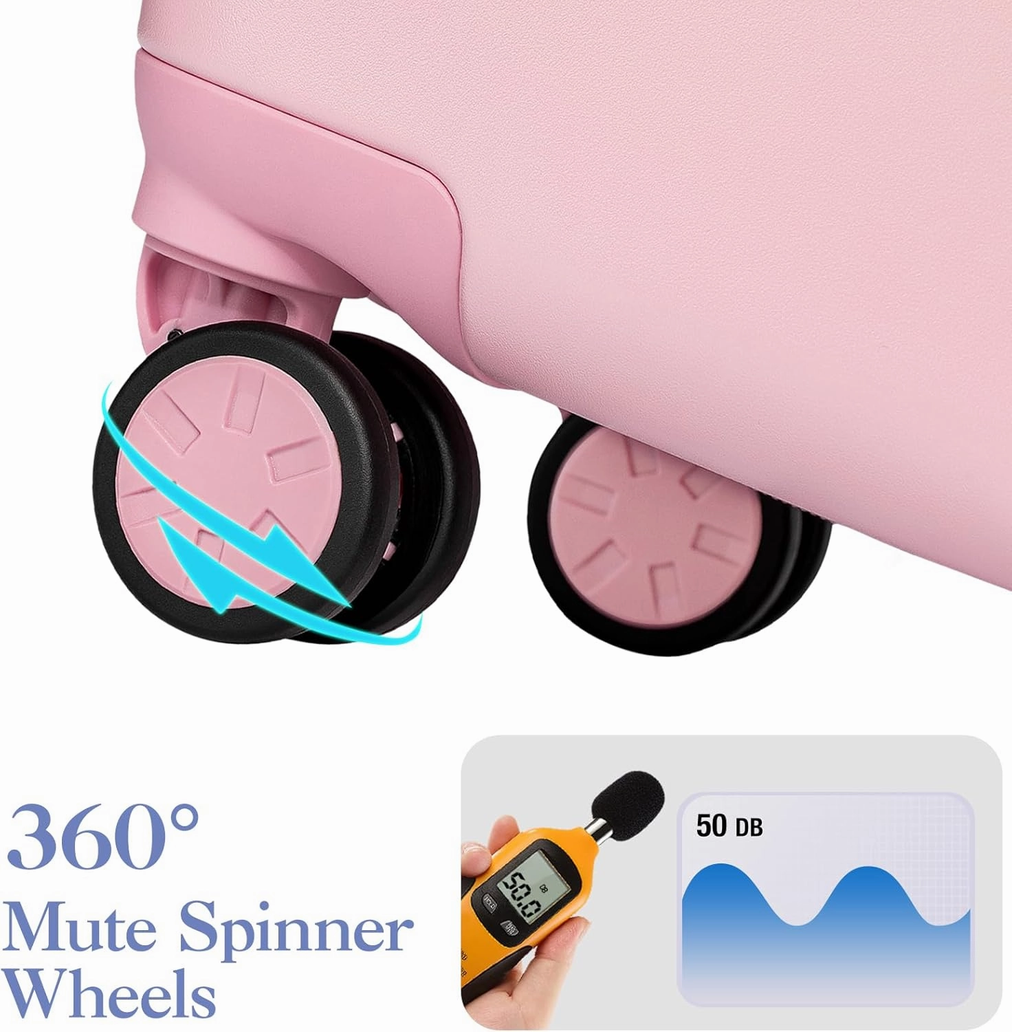 KYME Carry On Luggage, 22 Inch Suitcase With Double Spinner Wheels Airline Approved, 22x14x9 Hardshell Suicases Built-in Tsa Lock, PC Suitcase Carryon, Sakura Pink
