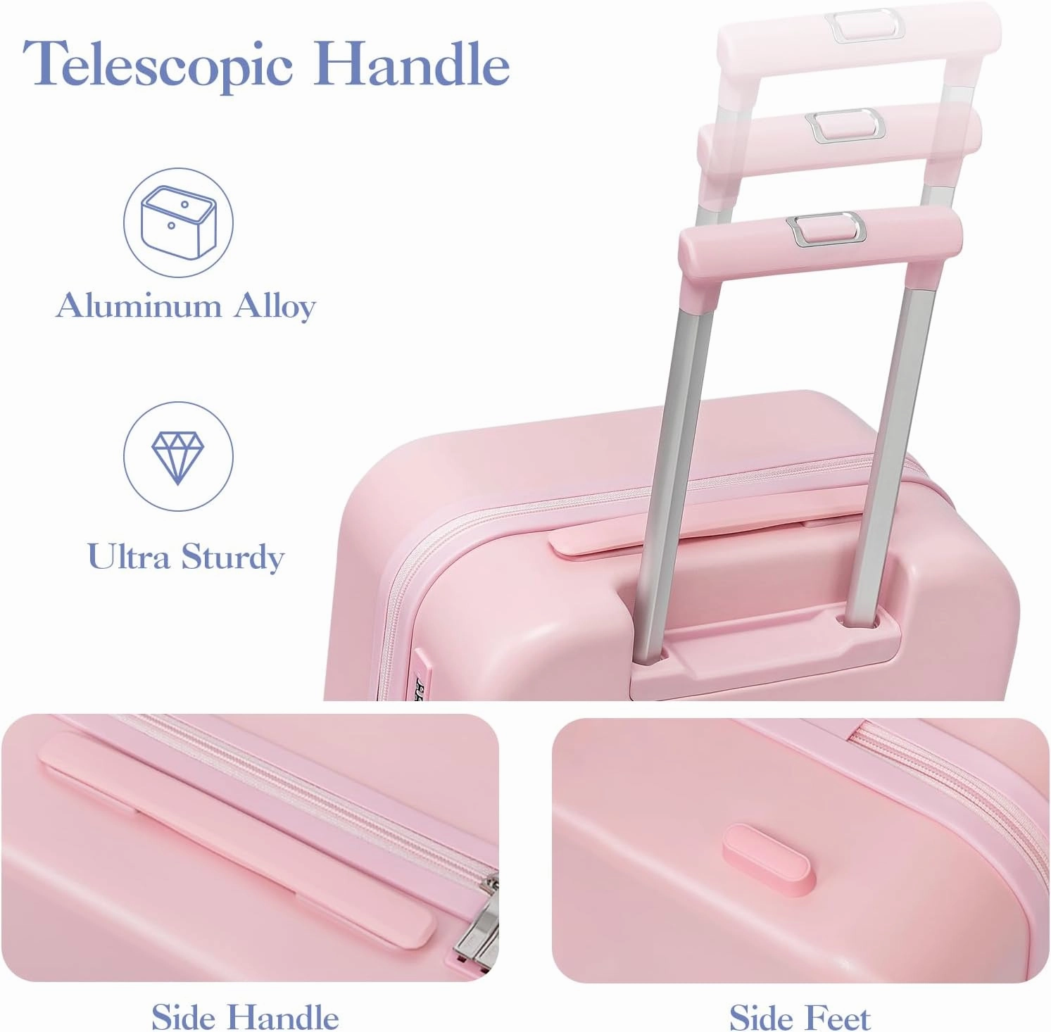 KYME Carry On Luggage, 22 Inch Suitcase With Double Spinner Wheels Airline Approved, 22x14x9 Hardshell Suicases Built-in Tsa Lock, PC Suitcase Carryon, Sakura Pink