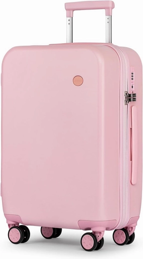 KYME Carry On Luggage, 22 Inch Suitcase With Double Spinner Wheels Airline Approved, 22x14x9 Hardshell Suicases Built-in Tsa Lock, PC Suitcase Carryon, Sakura Pink