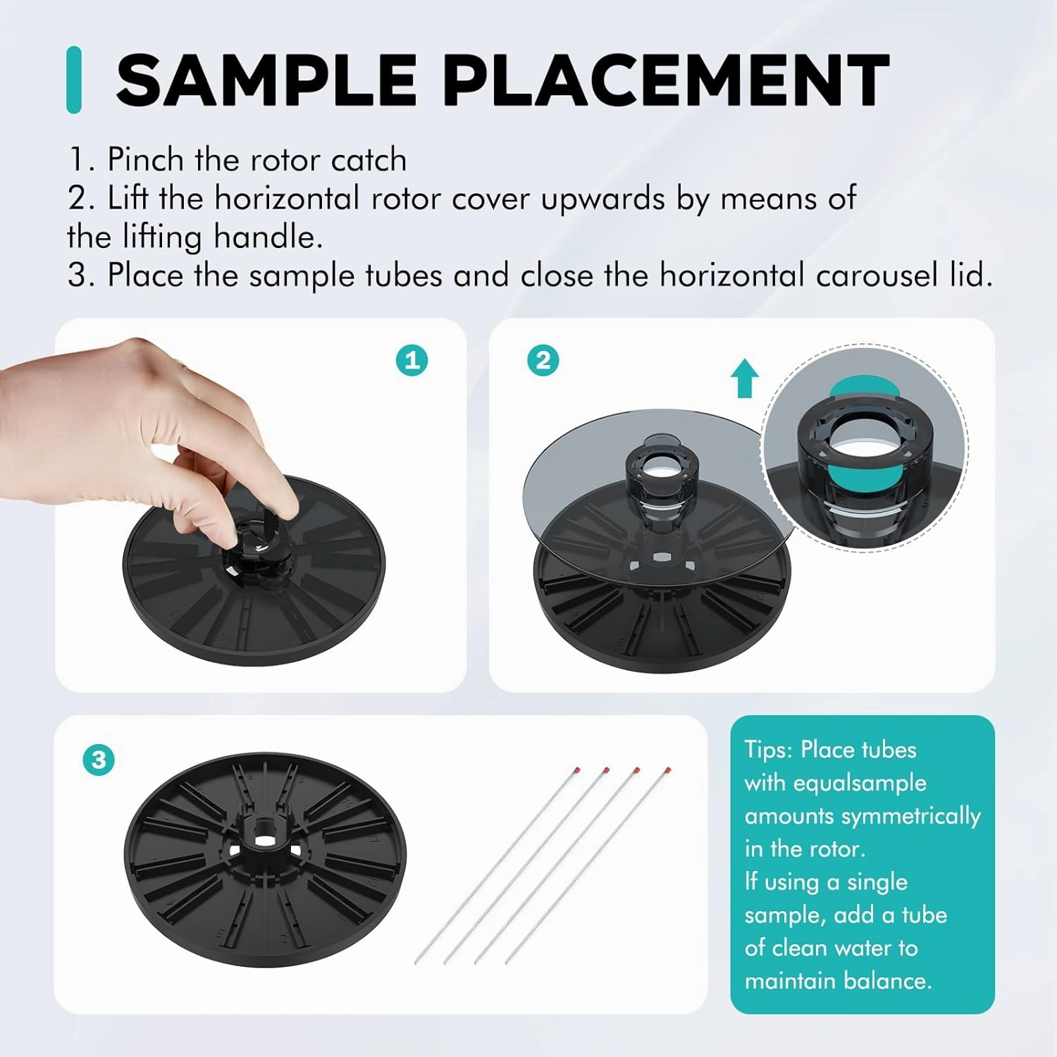 LAB FISH Lab Mini Centrifuge LCD Glass Tube (40mm,Φ1.5mm)*12 Microcentrifuge 12000 RPM Max.9660 xg RCF Time Setting