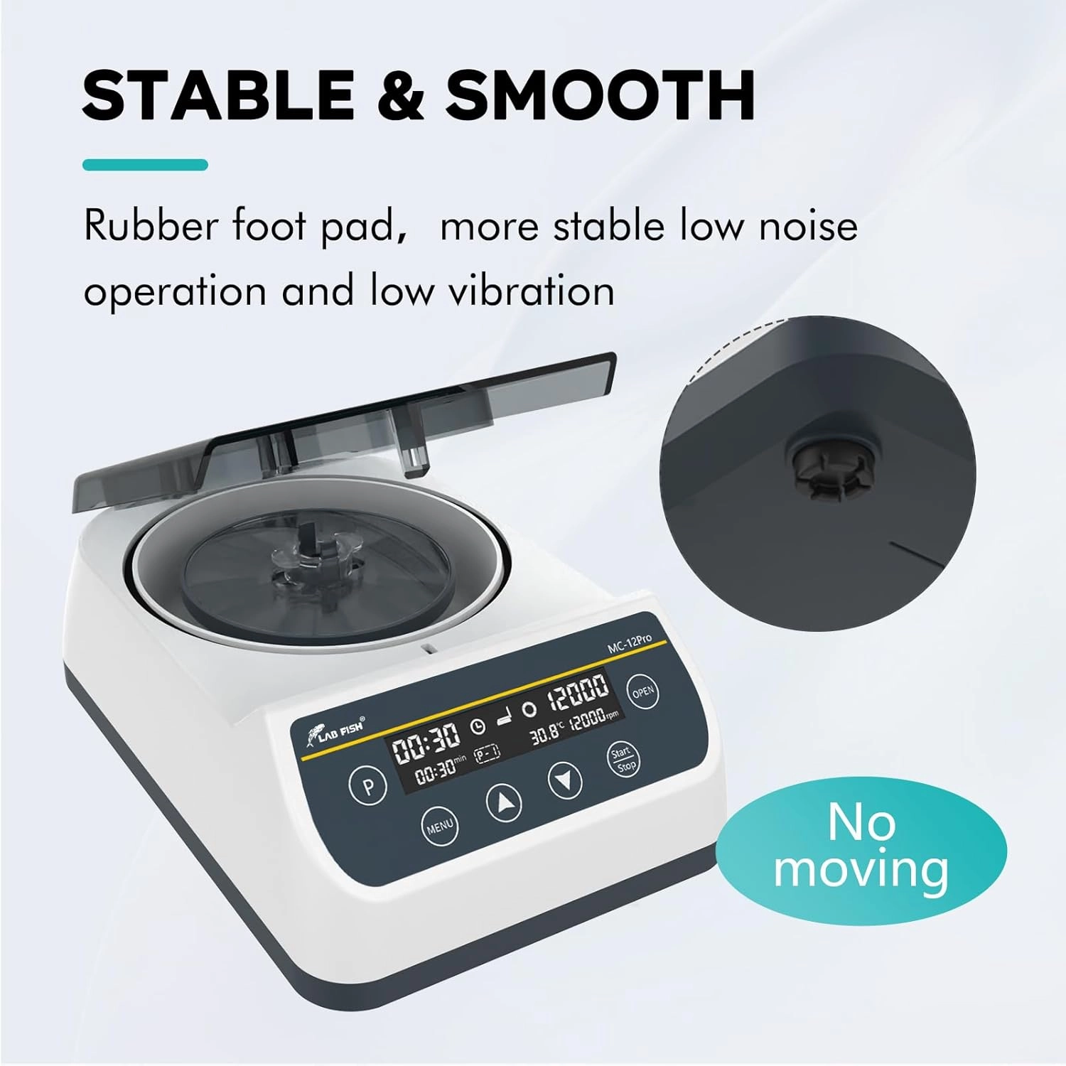 LAB FISH Lab Mini Centrifuge LCD Glass Tube (40mm,Φ1.5mm)*12 Microcentrifuge 12000 RPM Max.9660 xg RCF Time Setting