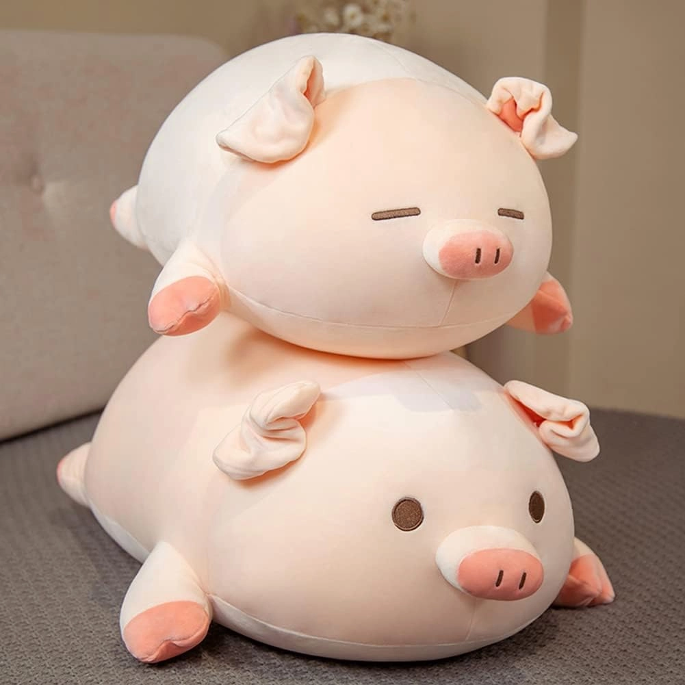lannery Pig Stuffed Animal Hugging Pillow, Soft Fat Pig Plush Toy Gifts for Kids, Valentine, Christmas (Sleeping Eyes, 31.5")