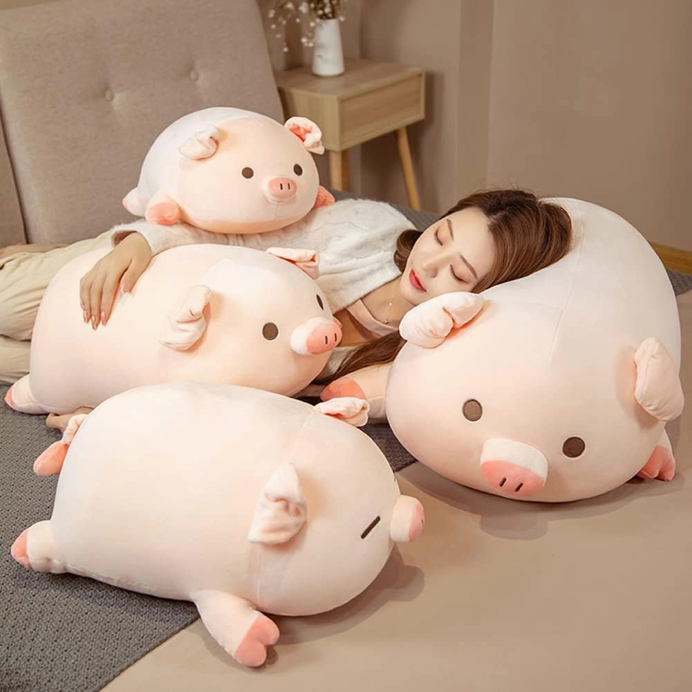 lannery Pig Stuffed Animal Hugging Pillow, Soft Fat Pig Plush Toy Gifts for Kids, Valentine, Christmas (Sleeping Eyes, 31.5")
