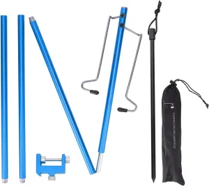 Lantern Stand Pole Portable Lightweight Camping Lantern Stand – Aluminum Alloy Lamp Pole for Hanging Outdoor Camping Lights Black(blue)