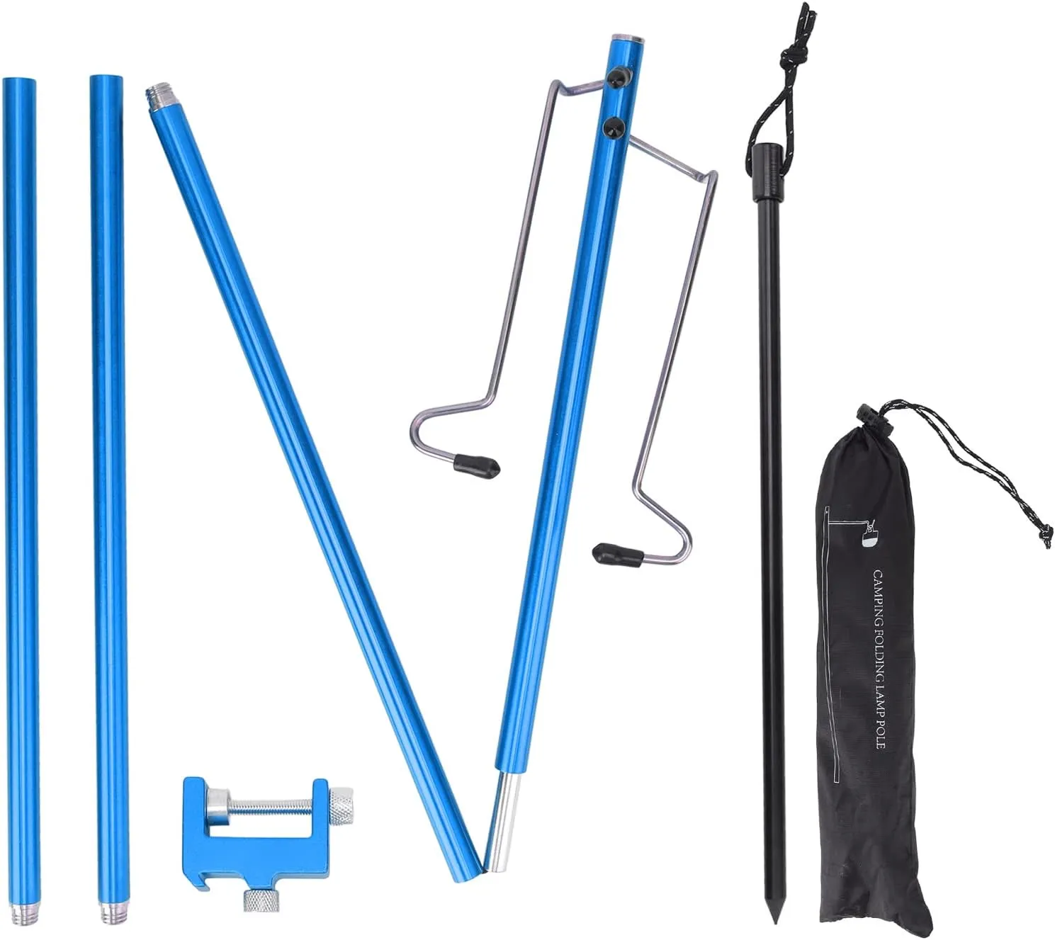 Lantern Stand Pole Portable Lightweight Camping Lantern Stand – Aluminum Alloy Lamp Pole for Hanging Outdoor Camping Lights Black(blue)
