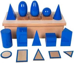 Large 3D Shapes Geometric Solids Wooden Montessori Toys Math Games Blocks - Math Manipulatives Geometry Set Geo Blocks for Kids Preschool Learning Toys | Elementary Homeschool Supplies