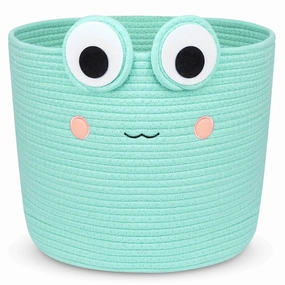 Large Storage Basket, Frog Shaped Cotton Rope Woven Basket for Nursery, Blanket Basket Baby Toy Storage Organizer Laundry Basket Gifts Empty, Cat Dog Bin Toys
