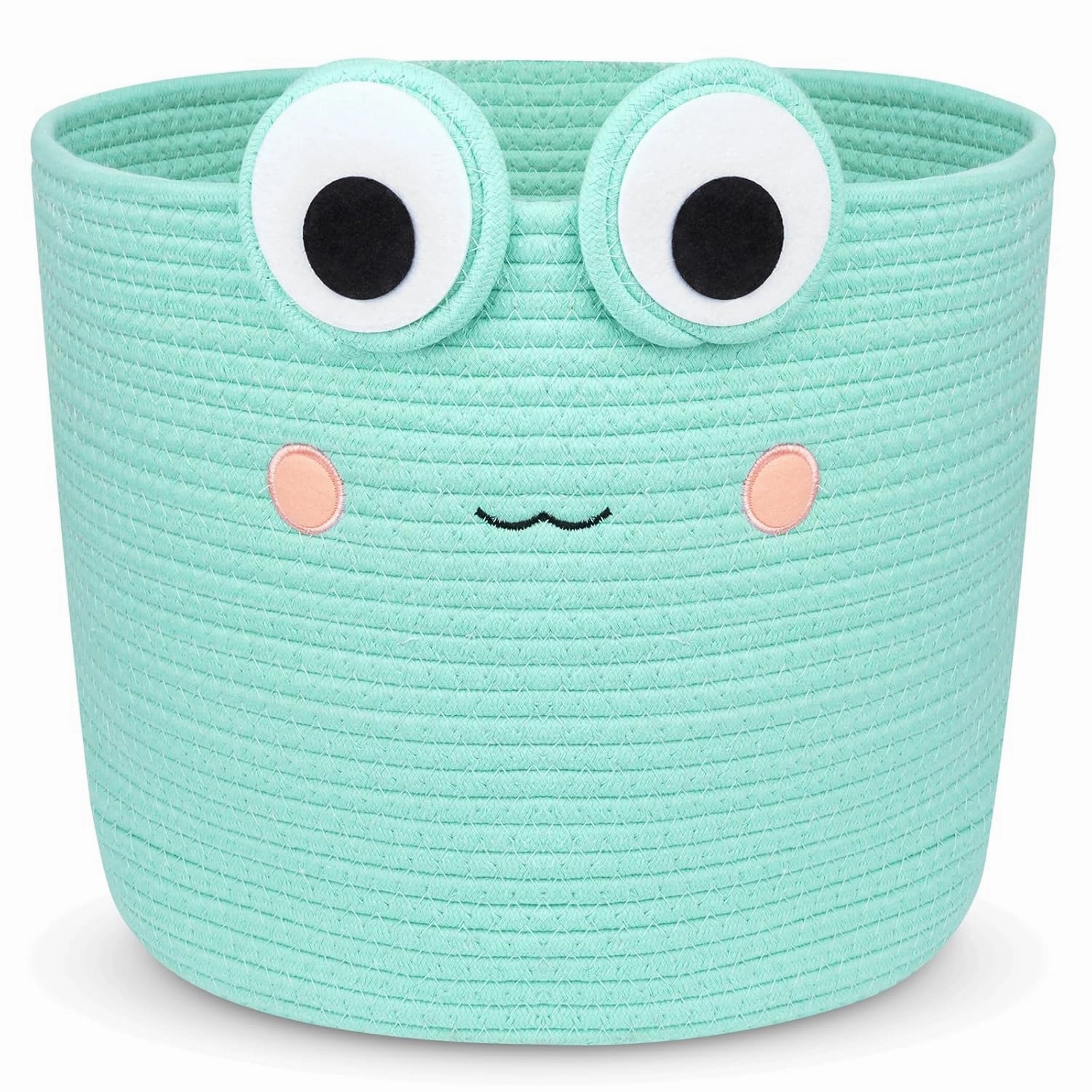 Large Storage Basket, Frog Shaped Cotton Rope Woven Basket for Nursery, Blanket Basket Baby Toy Storage Organizer Laundry Basket Gifts Empty, Cat Dog Bin Toys