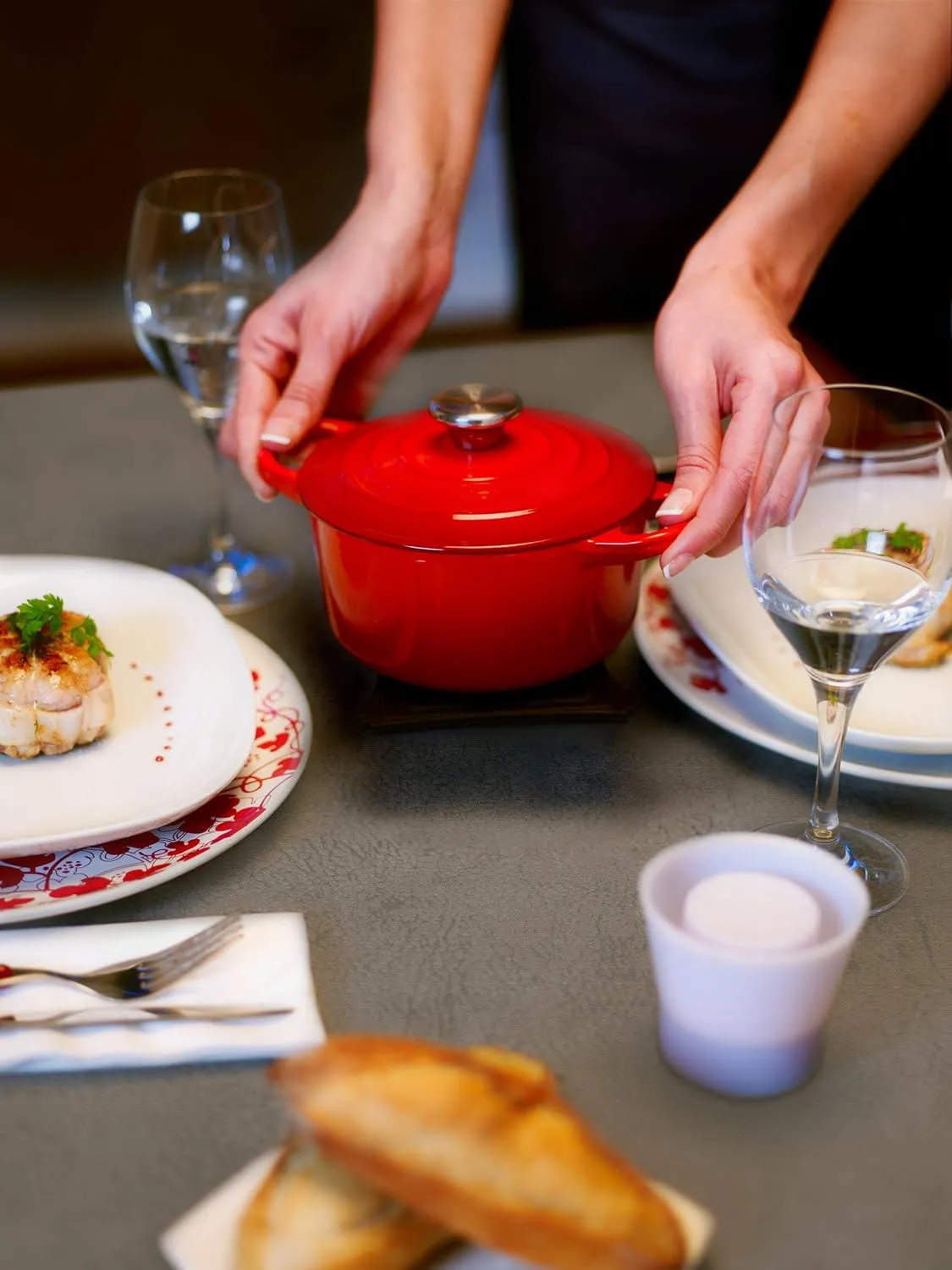 Le Creuset Enameled Cast Iron Mini Cocotte with Lid, 1/3 qt., Cerise