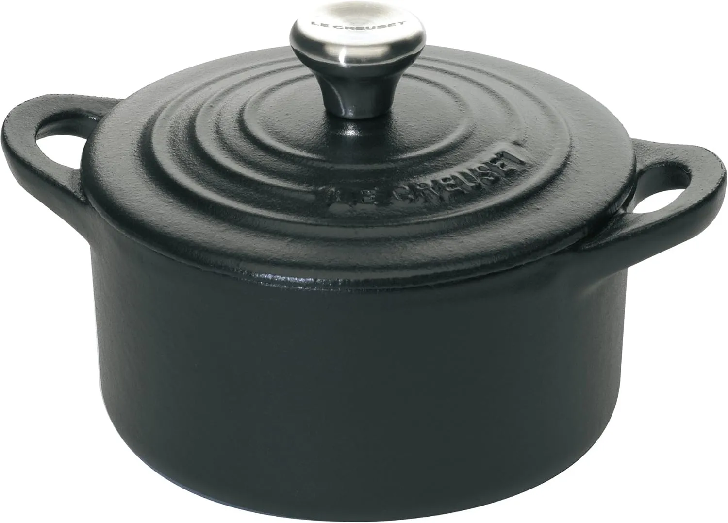 Le Creuset Enameled Cast Iron Mini Cocotte with Lid, 1/3 qt., Licorice, Black