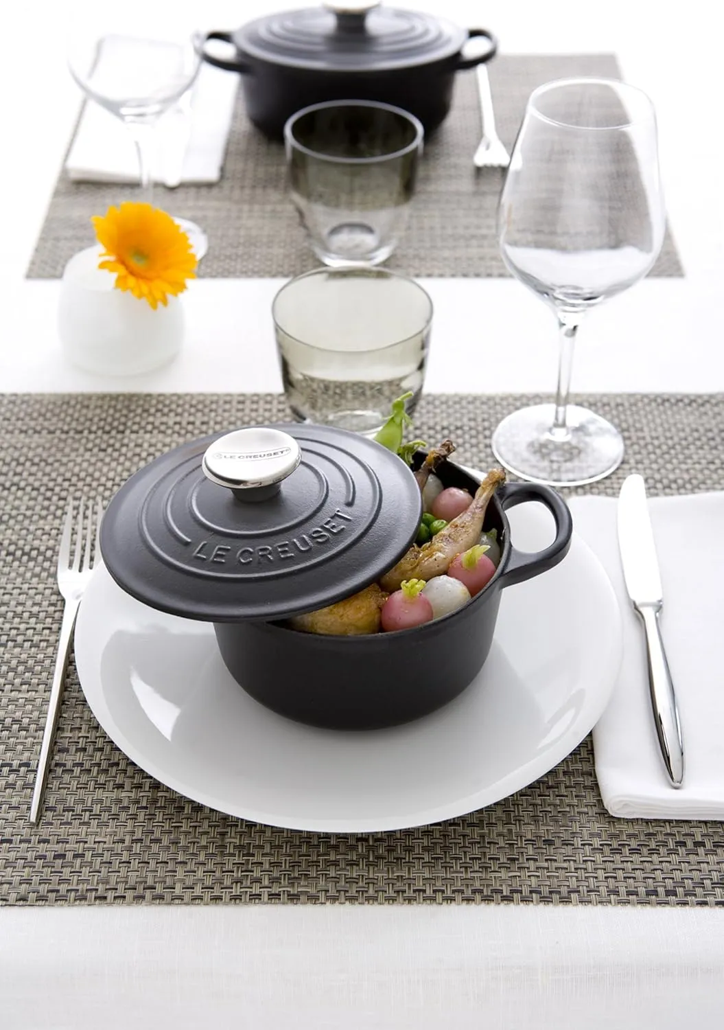 Le Creuset Enameled Cast Iron Mini Cocotte with Lid, 1/3 qt., Licorice, Black