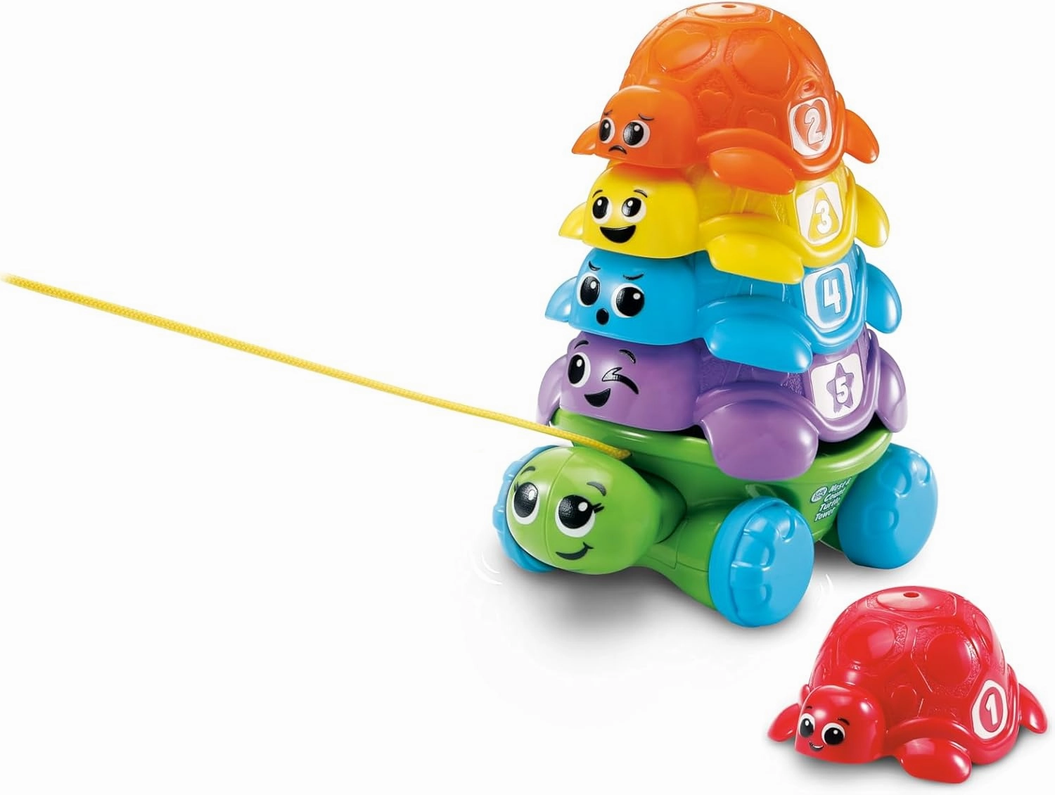 LeapFrog Nest & Count Turtle Tower, Pull Along, Stacking Toy, Teaches Colours, Shapes & Numbers, Includes 5 Turtle Shells, Sensory Baby Toy for 12, 18, 24 Months  , English Version