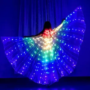 LED Belly Dance Wings With Stick, Light Up Belly Dance Costumes for Woman Girls Carnival Halloween Clothing
