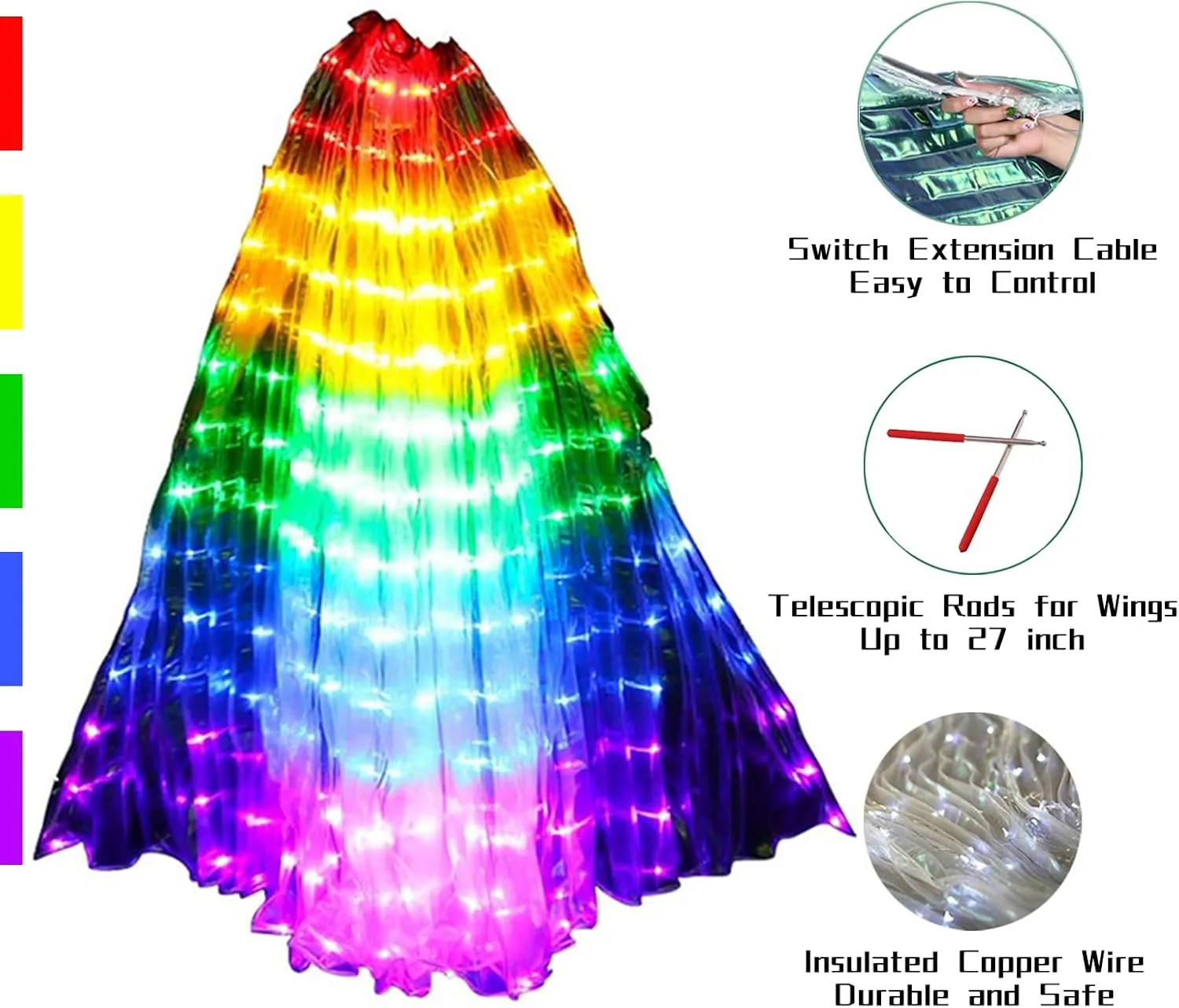 LED Butterfly Wings Light Up Fairy Wings Luminous Butterfly Costumes for Halloween, Christmas and Belly Dance
