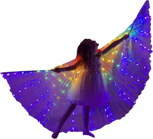 LED Butterfly Wings Light Up Fairy Wings Luminous Butterfly Costumes for Halloween, Christmas and Belly Dance
