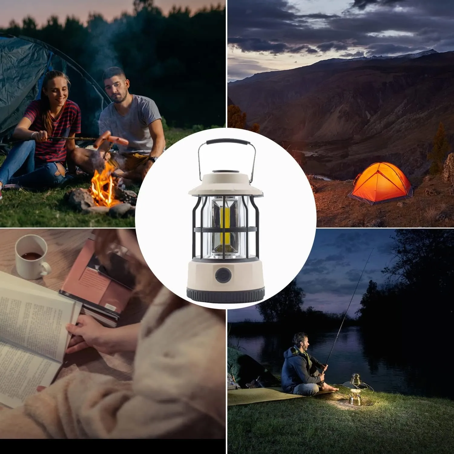LED Camping Lantern w/Dimmer Switch Rechargeable USB Camping Light Portable Waterproof LED Tent Light Camping Lamp for Camping Emergency Fishing Hiking Power Cuts