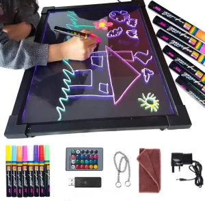 LED Writing Board Menu Board LED Message Board Acrylic Erasable Chalkboard Neon Flashing Doodle Chalk Board Sign Board 16''×12''for Kitchen Menu, Promotions, Educational, Gifts