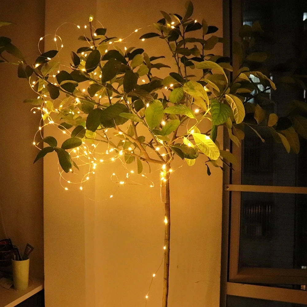 LED Copper Wire String Garland Lights – Battery-Powered Fairy Lights for Christmas, Bedroom, Wedding, Party Decoration (1M, 2M, 5M, 10M)