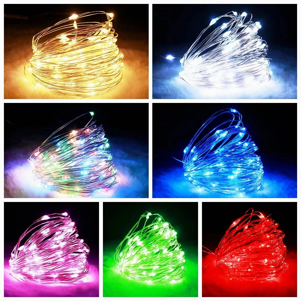 LED Copper Wire String Garland Lights – Battery-Powered Fairy Lights for Christmas, Bedroom, Wedding, Party Decoration (1M, 2M, 5M, 10M)