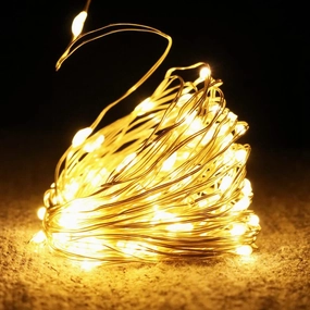 LED Copper Wire String Garland Lights – Battery-Powered Fairy Lights for Christmas, Bedroom, Wedding, Party Decoration (1M, 2M, 5M, 10M)