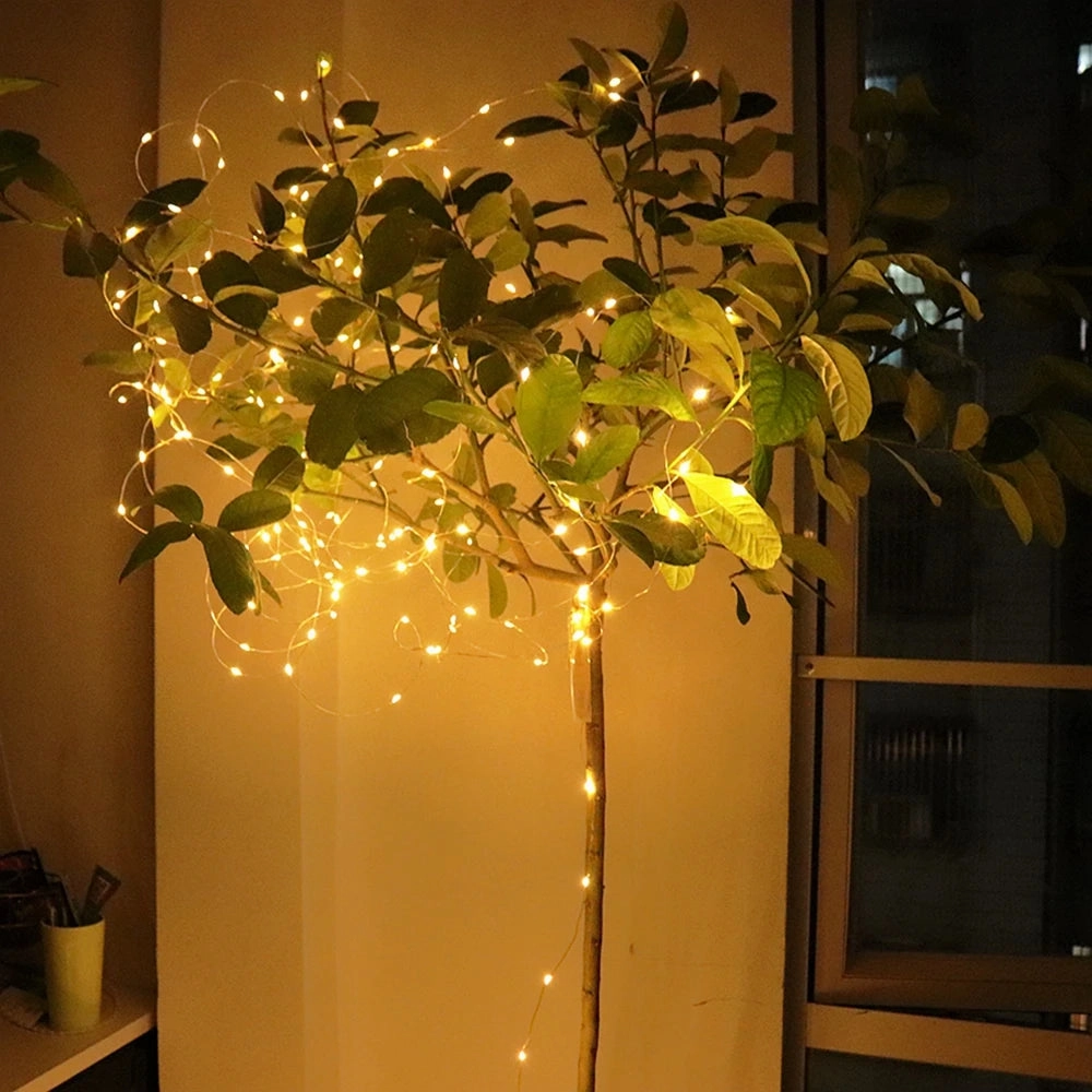LED Copper Wire String Garland Lights – Battery-Powered Fairy Lights for Christmas, Bedroom, Wedding, Party Decoration (1M, 2M, 5M, 10M)