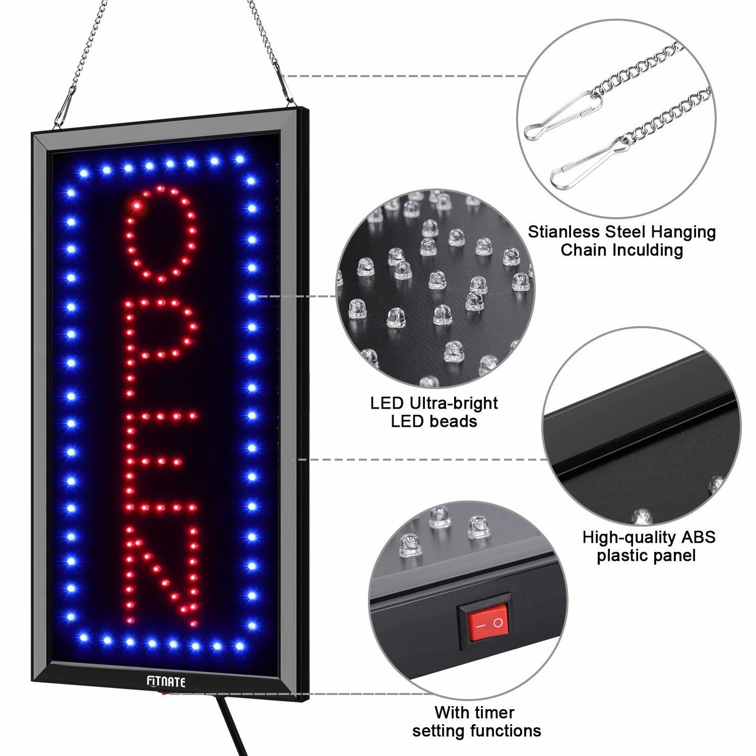 LED Open Sign Advertisement Board With Remote Control and Timing Function