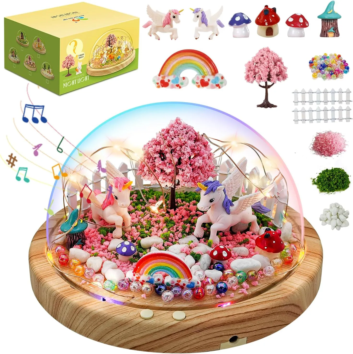 LEFJUBAW Make Your Own Night Light with Music, Unicorn DIY Kits for Girls Night Light USB Upgrade Edition Unicorn Toys, Arts and Crafts Lamp Project for Girls, Gifts for 4 5 6 7 8 9 10 Year Old Girl