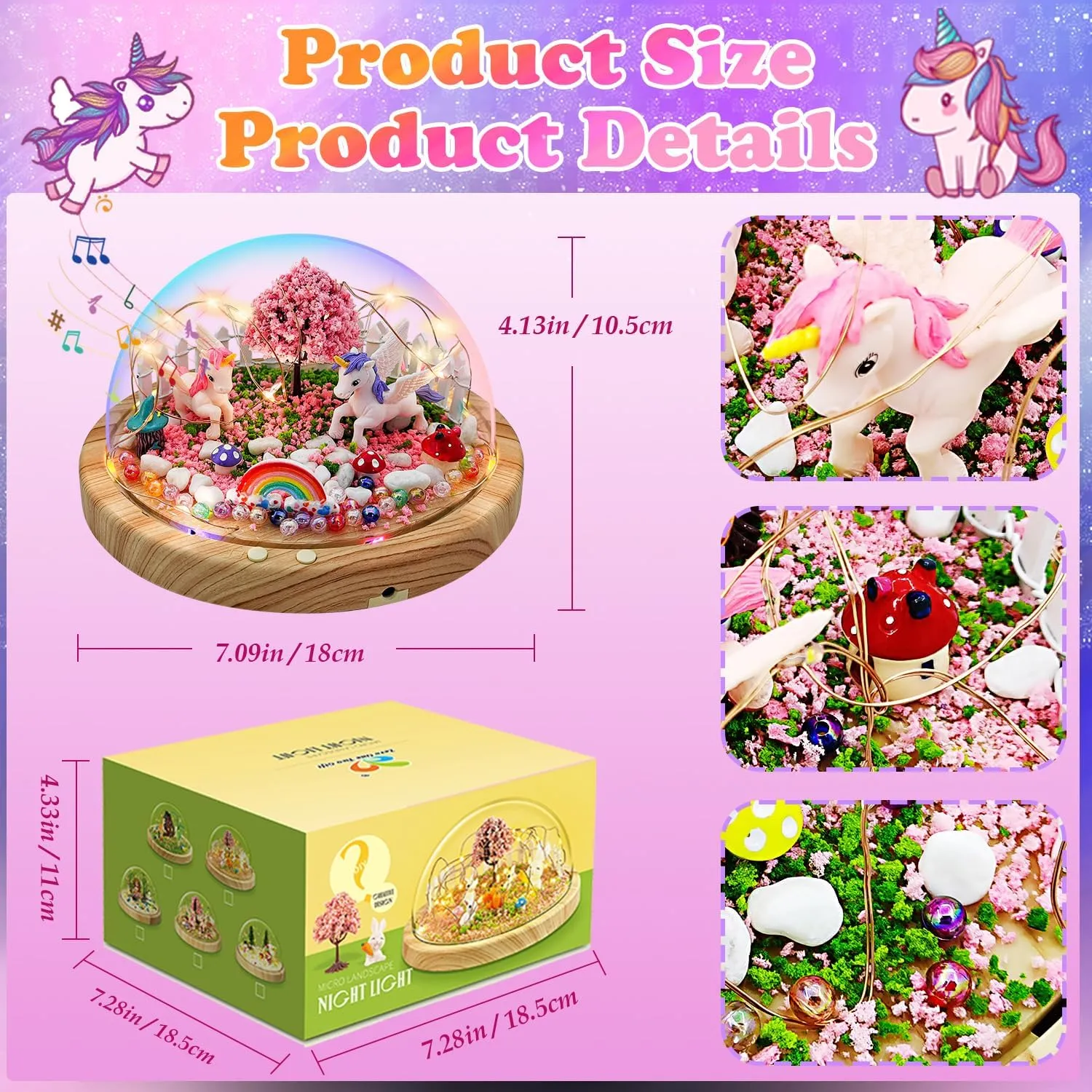 LEFJUBAW Make Your Own Night Light with Music, Unicorn DIY Kits for Girls Night Light USB Upgrade Edition Unicorn Toys, Arts and Crafts Lamp Project for Girls, Gifts for 4 5 6 7 8 9 10 Year Old Girl