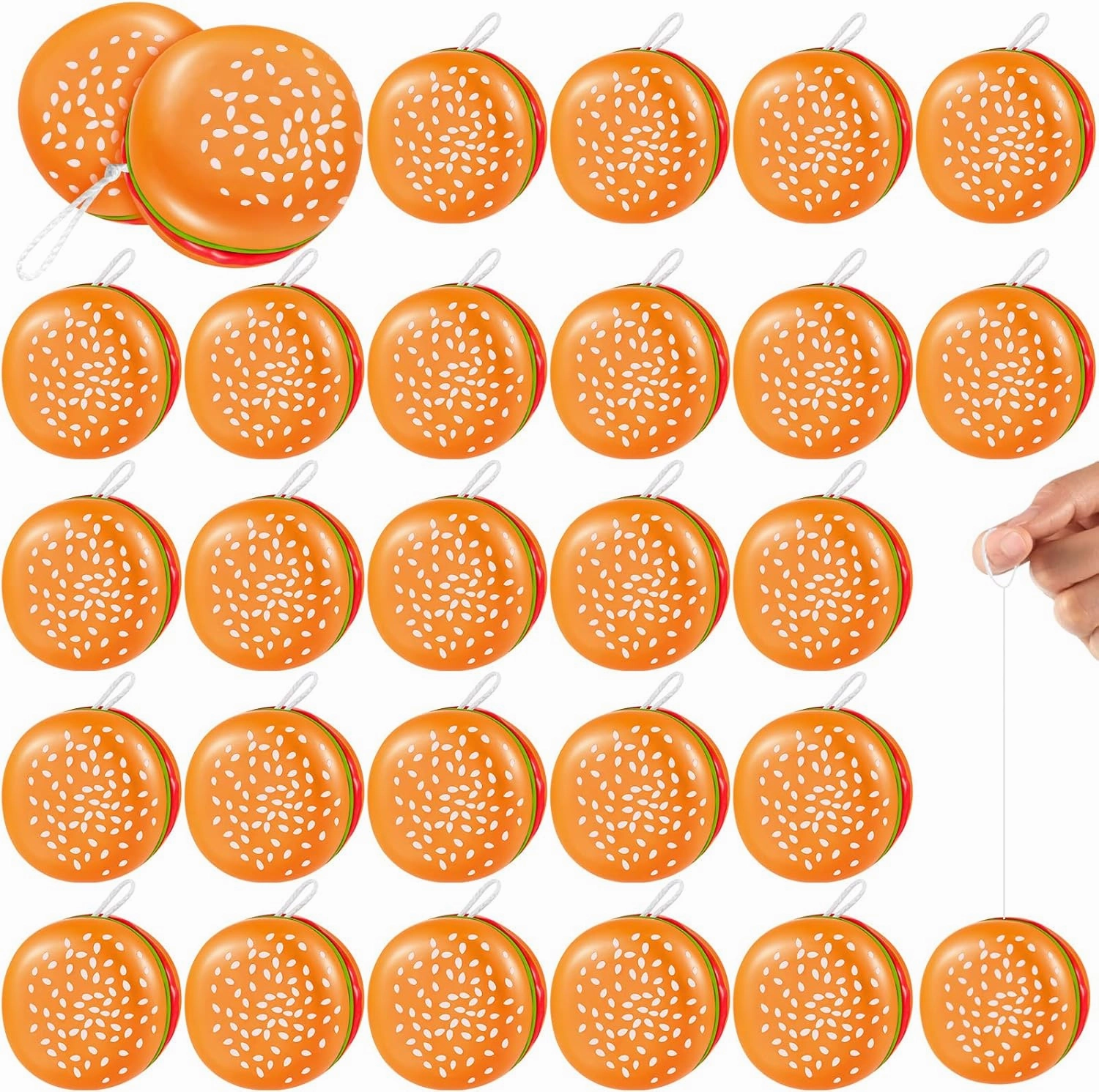 Leitee 24 Pieces Hamburger Yo Yo Toys Plastic Yo Yo Burger Party Favors for Boys Girls Adults Birthday Party Favors Classroom Prizes Holiday Goodie Bag Fillers