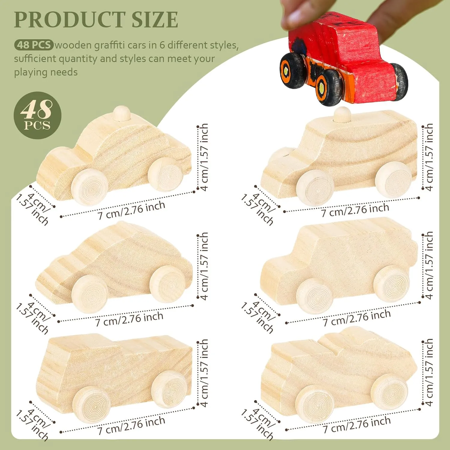 Lenwen 48 Pcs Wooden DIY Car Toys for Party Unfinished Wooden Cars, Wooden Toy Truck Wooden Graffiti Truck and Crafts DIY for Students Girls Boys Activities Craft Projects Woodworking(Cute)
