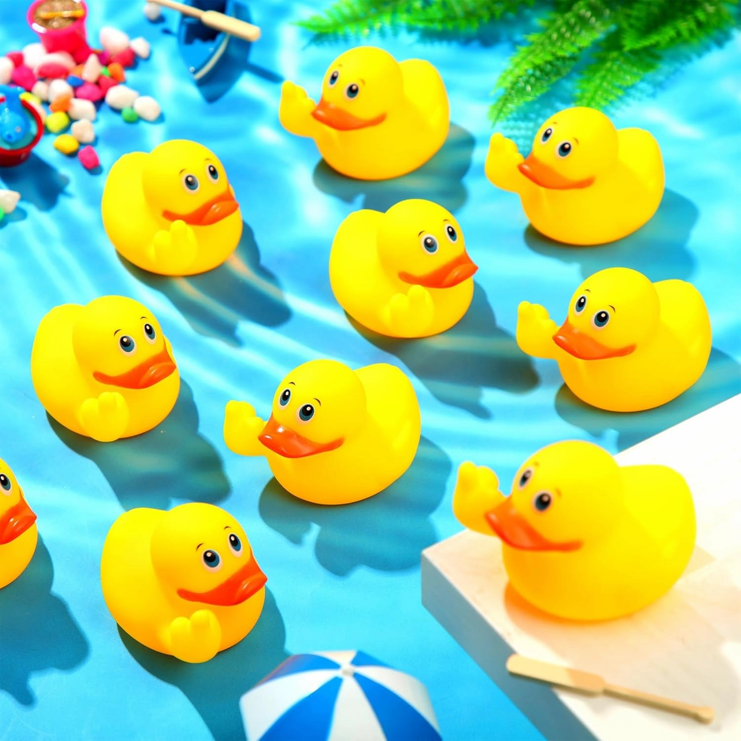 Lenwen 24 Pieces Middle Finger Rubber Duck Funny Yellow Rubber Duck Cute Small Bath Toy for Bathroom Car Dashboard Interior Decorations