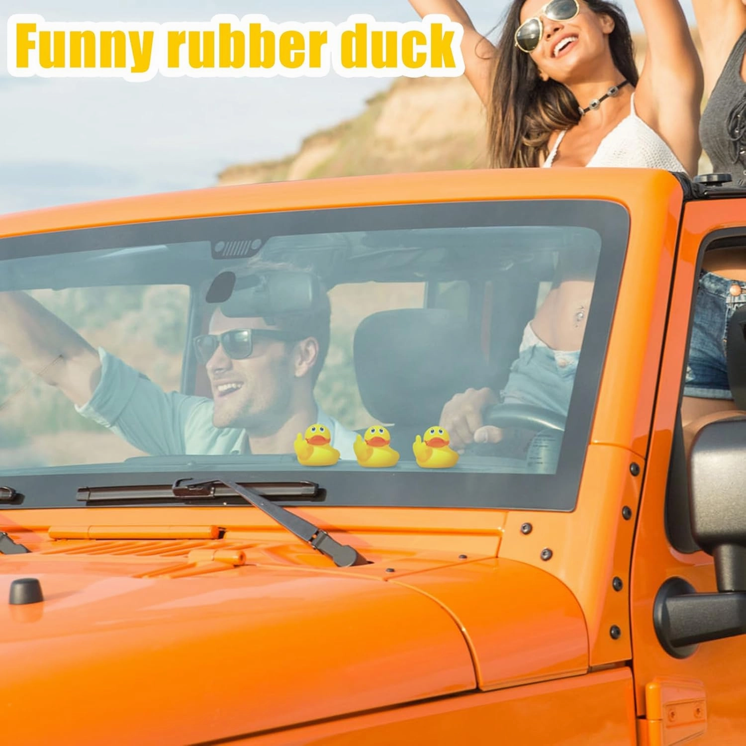 Lenwen 24 Pieces Middle Finger Rubber Duck Funny Yellow Rubber Duck Cute Small Bath Toy for Bathroom Car Dashboard Interior Decorations