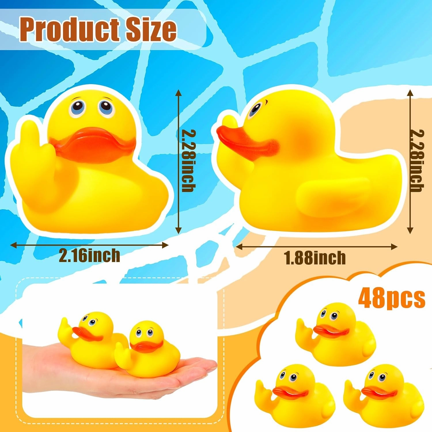 Lenwen 24 Pieces Middle Finger Rubber Duck Funny Yellow Rubber Duck Cute Small Bath Toy for Bathroom Car Dashboard Interior Decorations
