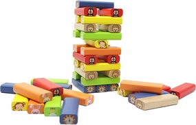 LEO & FRIENDS Zoo Stacking Game with 77 Different Pieces - Educational Toddler Toy for Kids 3-Years  - BPA-Free Wooden Kids Toy Made with Non-Toxic Wood and Water-Based Paint