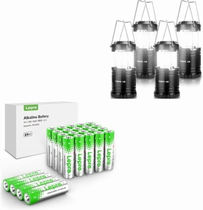 Lepro LED Camping Lanterns Battery Powered and Lepro AA Batteries 24 Pack