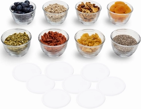 Libbey Small Glass Bowls with Lids, 6.25 ounce, Set of 8, Clear, 3.45-inch Diameter