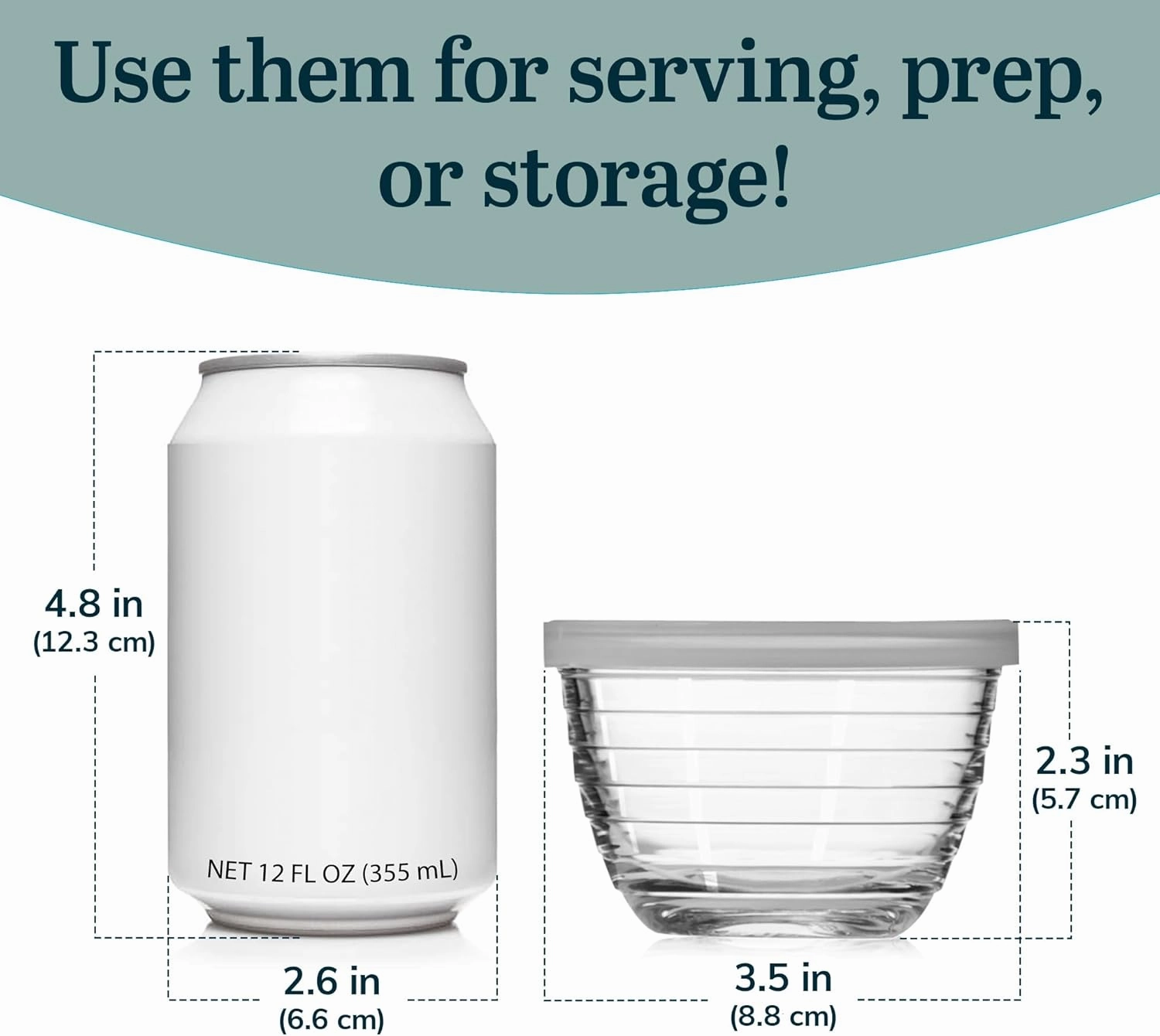 Libbey Small Glass Bowls with Lids, 6.25 ounce, Set of 8, Clear, 3.45-inch Diameter