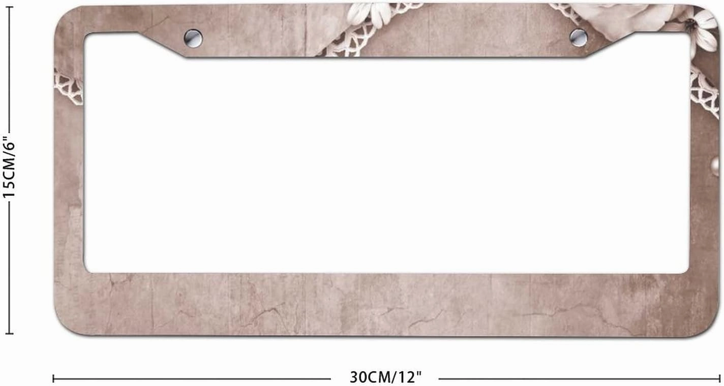 License Plate Frame Car Tag Holder Cover Vintage Deko Rose Car Tag Covers Auto Car Accessories Apply to US, Canada and Mexico Vehicles 6"x12"