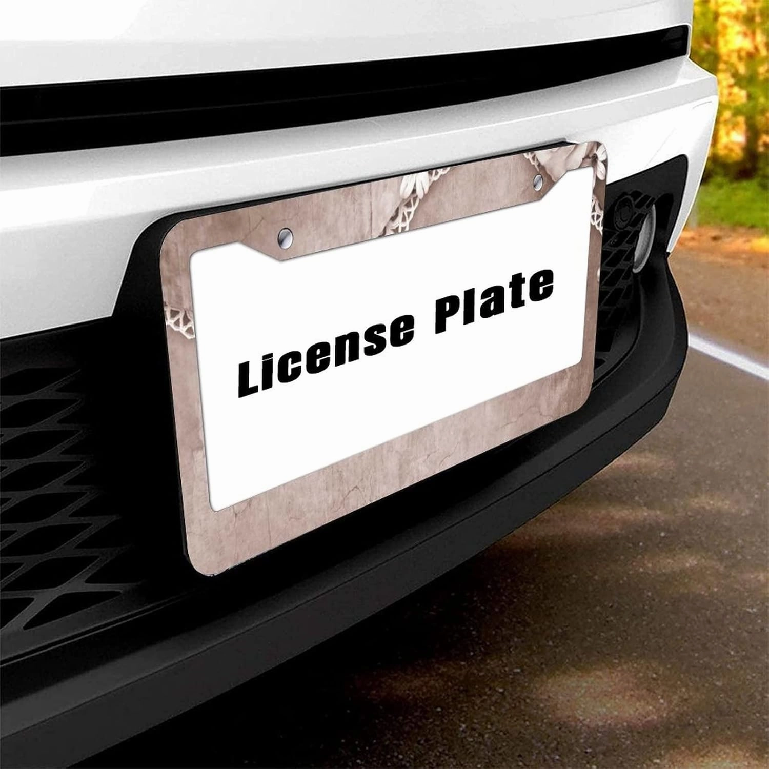 License Plate Frame Car Tag Holder Cover Vintage Deko Rose Car Tag Covers Auto Car Accessories Apply to US, Canada and Mexico Vehicles 6"x12"