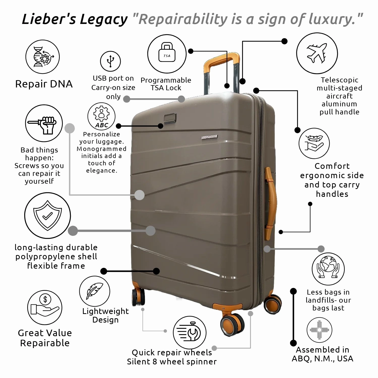 Lieber's Luggage Legacy Expandable 28" Hardside Spinner - Black