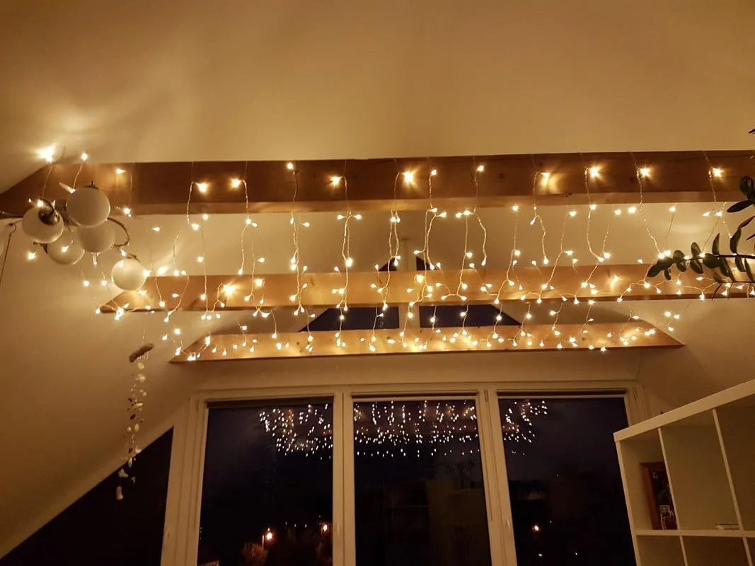 Lighting EVER 306 LED Curtain Lights with 18 Hang Down String Lights, 10×10 ft Plug in Hanging Fairy Lights for Bedroom Wall Window, Twinkle Backdrop Lights for Wedding Patio Gazebo (NOT Connectable)