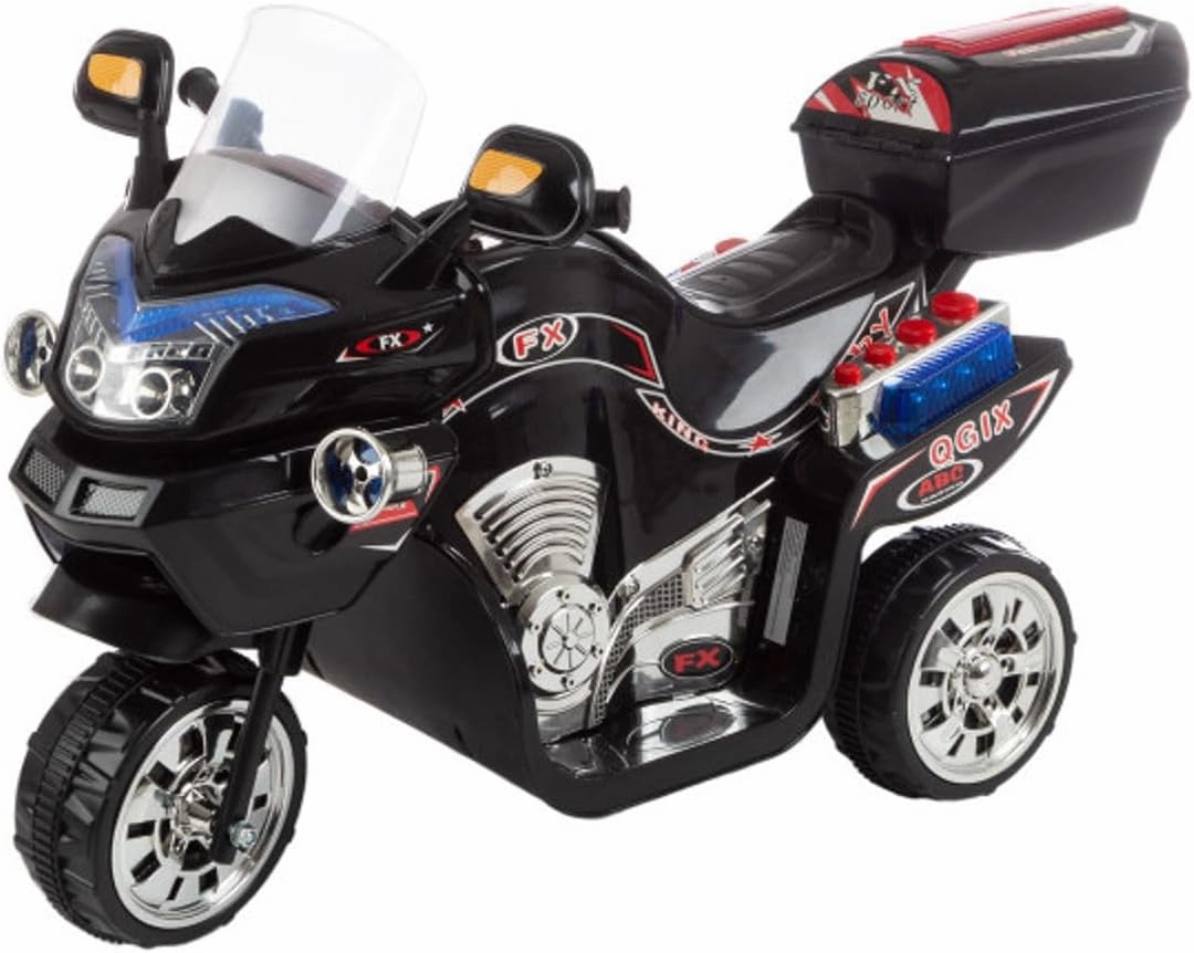Lil' Rider Kids Motorcycle - 3-Wheel Ride on Toy with Reverse, Sounds, and Headlights - 6V Electric Motorcycle for Kids Ages 3 to 6 (Black)